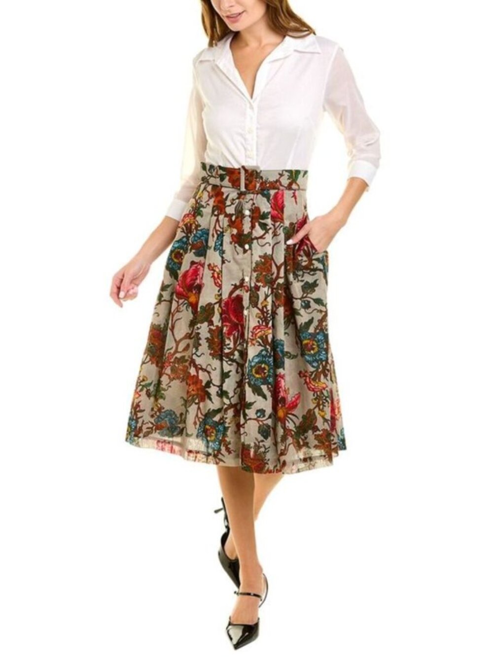 Samantha Sung | Audrey Contrast Midi Shirt Dress